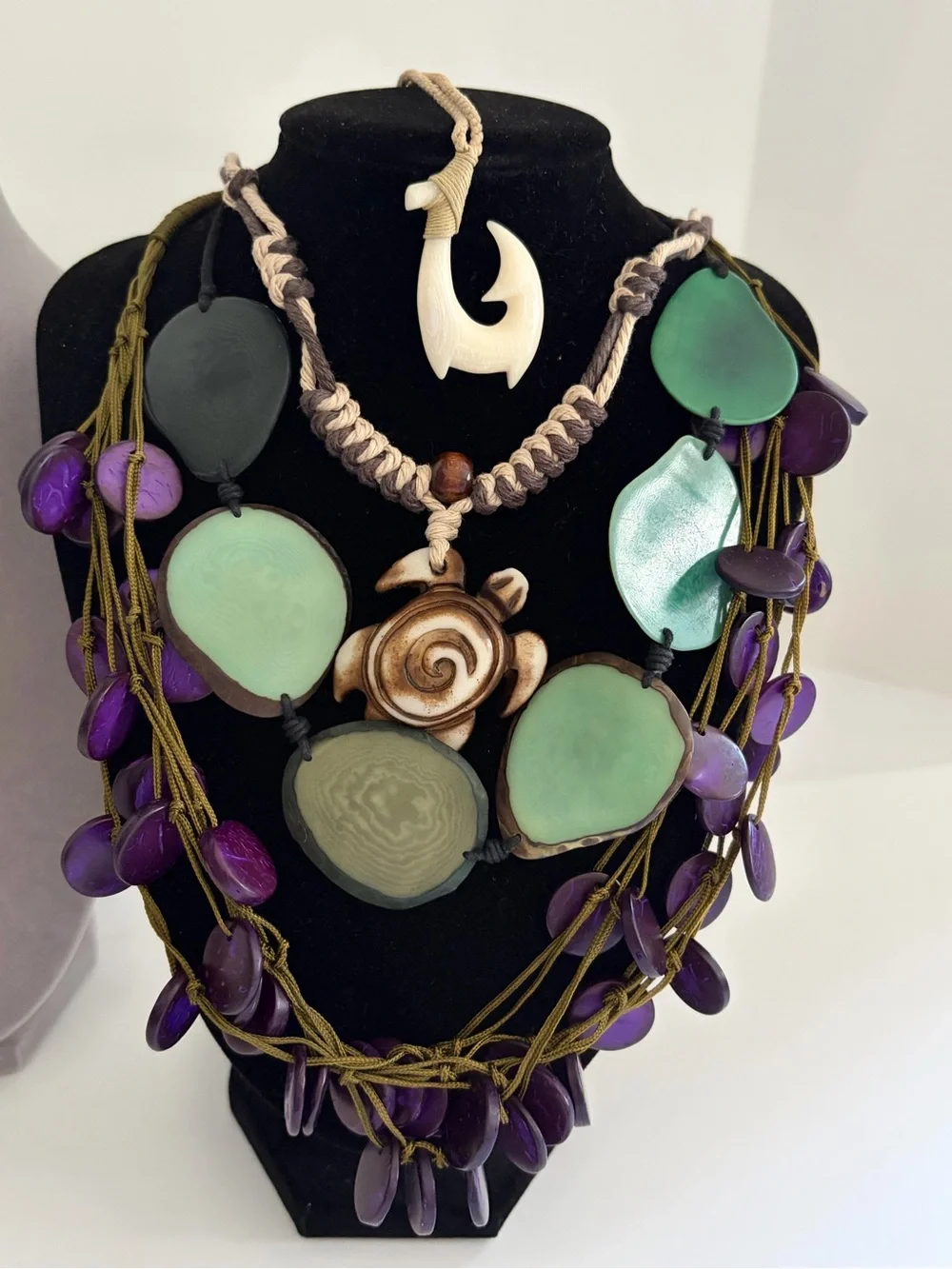 Handcrafted Green and Purple Turtle Pendant Necklace